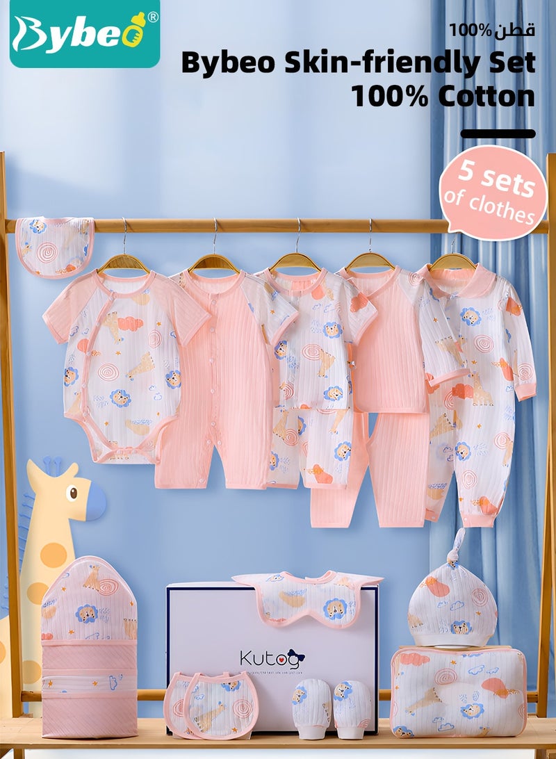 Bybeo 22PCS Newborn Baby Gift Set, Newborn Layette Gift Set for Boys and Girls, Babies Essential Clothes Accessories with Baby Blanket, 100% Premium Cotton, for Spring Summer Autumn Winter - Image 5