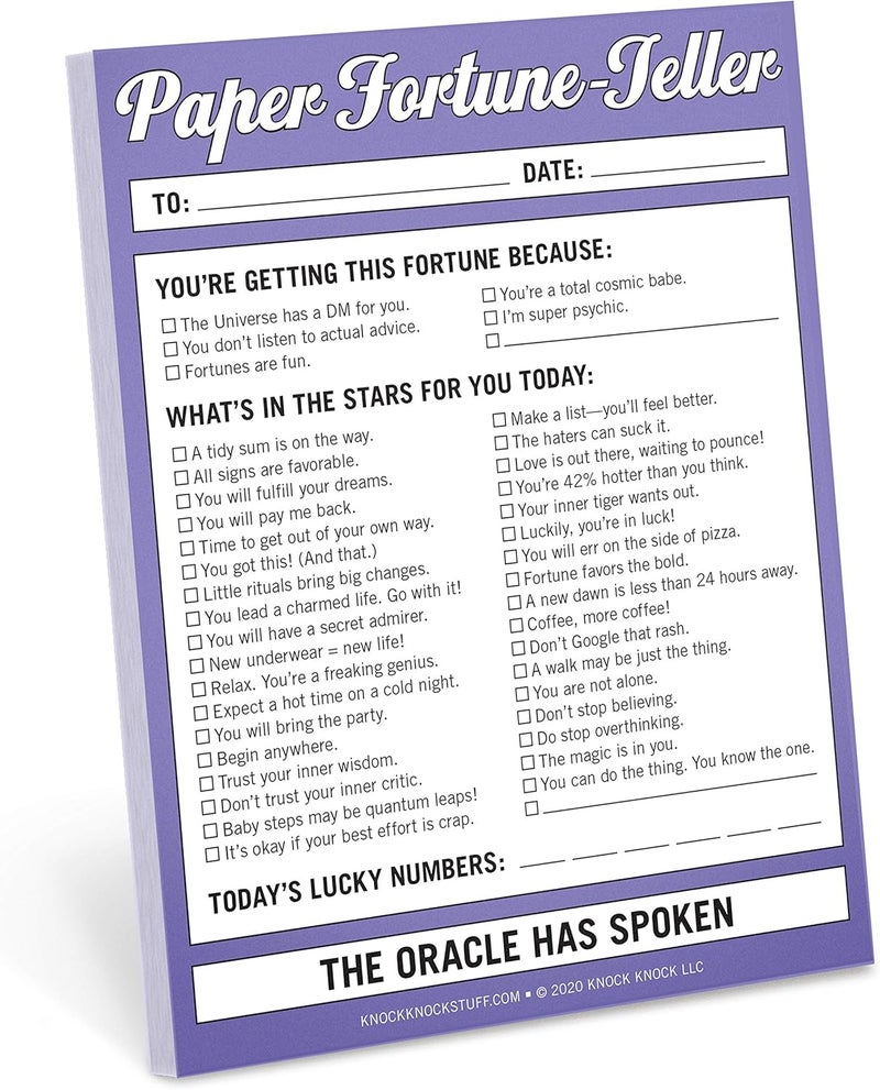 Knock Knock Paper Fortune Teller Nifty Note Pad - Oracle Gift Paper Fortune Teller Pad, 4 x 5.25-inches - Image 1