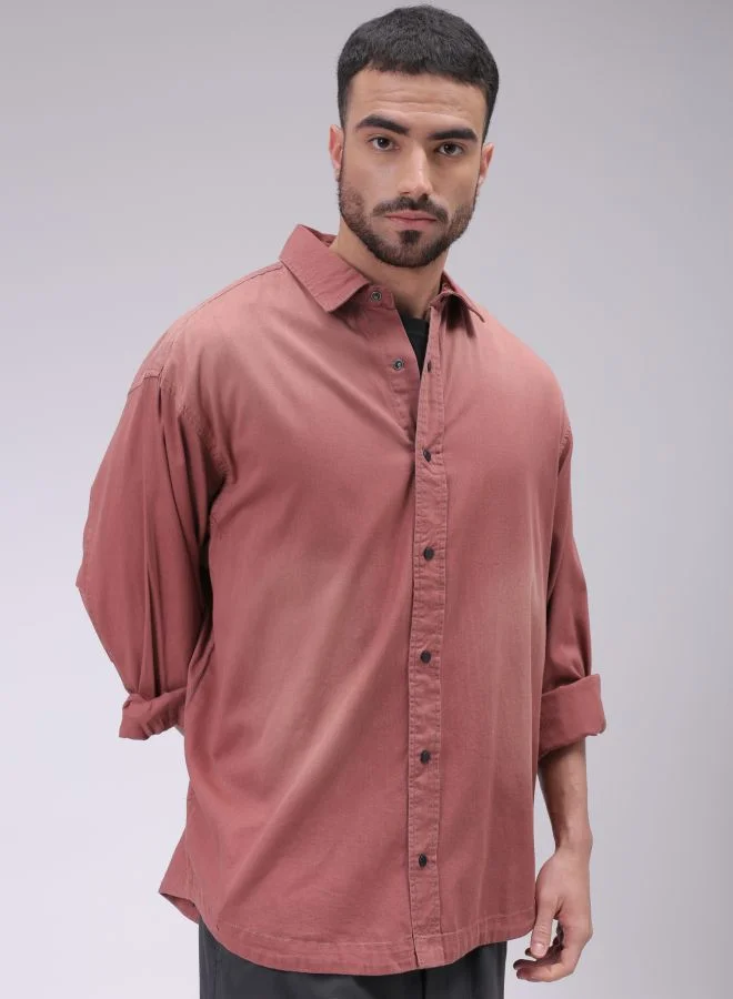 شركة المرآب الهندية Men Oversized Solid Full Sleeves Cutaway Collar Street Wear Shirt