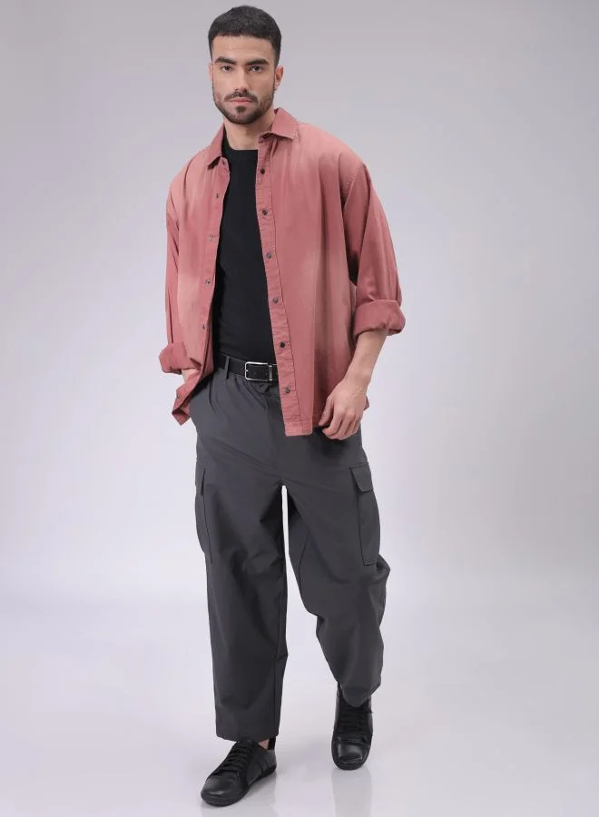 شركة المرآب الهندية Men Oversized Solid Full Sleeves Cutaway Collar Street Wear Shirt