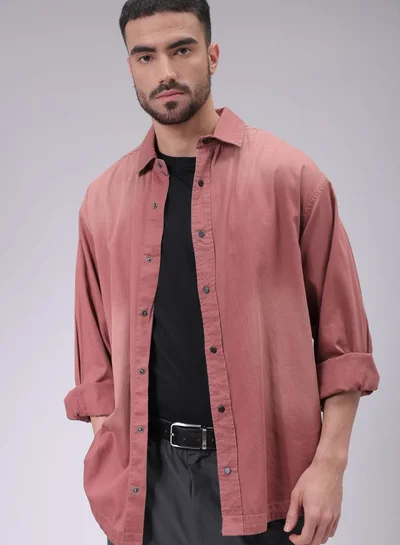 شركة المرآب الهندية Men Oversized Solid Full Sleeves Cutaway Collar Street Wear Shirt