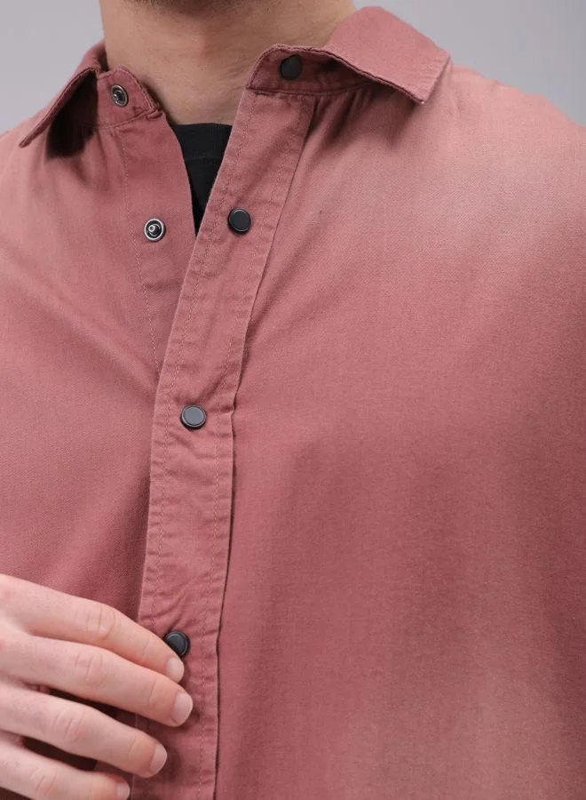 شركة المرآب الهندية Men Oversized Solid Full Sleeves Cutaway Collar Street Wear Shirt