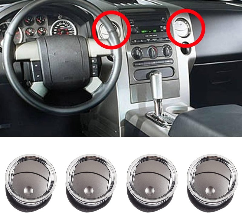 Dasbecan Dashboard Air Conditioning AC Heater Vent 4pcs for Ford F150 2004-2008 - Chrome Silver - Image 1