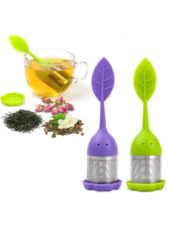 Silicone Tea Infusers Set of 2, Fine Mesh Steeper for Loose Leaf and Herbal Tea, Perfect Tea Filter with Lid