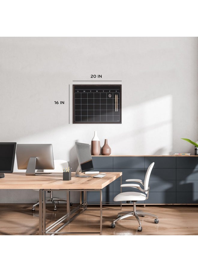 U Brands Magnetic Chalk Calendar Board, 20"X16", Rustic Wood Style Frame, Includes Chalk Pencils And Magnet  - Image 2