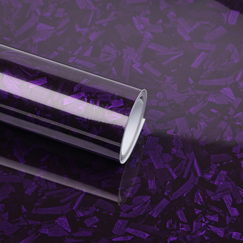 Lypumso Purple Forged Carbon Fiber Vinyl Adhesive Wrap Roll for Full Car Wraps Auto Interior Stickers Sheets Films Without Bubble for DIY Use 1ft x 10ft