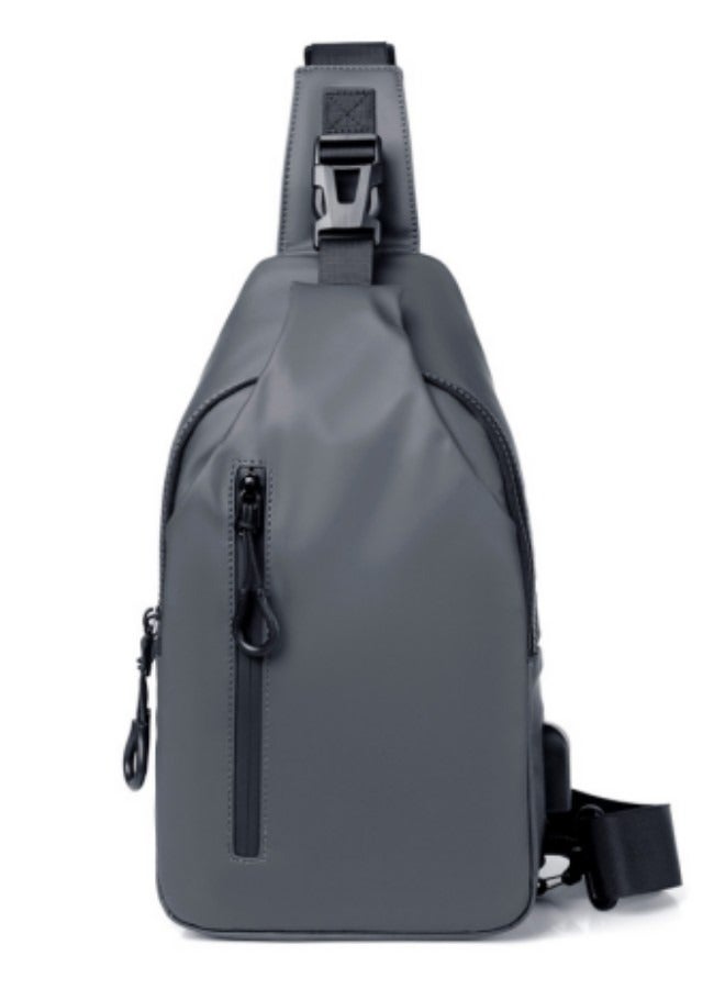 GGEROU حقيبة كروس بودي، حقيبة ظهر صغيرة للرجال، حقائب صدر رفيعة مقاومة للماء، مع محفظة جيب رفيعة، تصميم فتحة USB خارجية، رمادي - Image 1