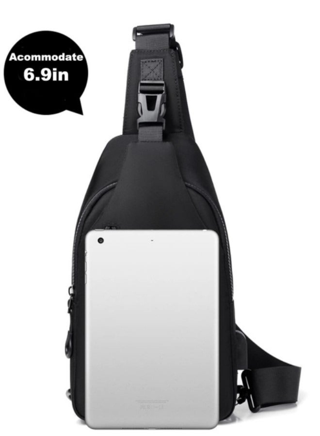 GGEROU حقيبة كروس بودي، حقيبة ظهر صغيرة للرجال، حقائب صدر رفيعة مقاومة للماء، مع محفظة جيب رفيعة، تصميم فتحة USB خارجية، رمادي - Image 5