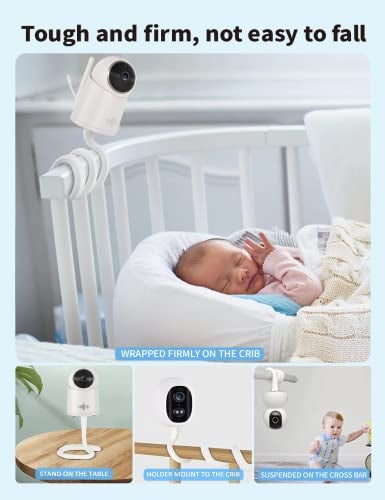 Tonton Universal Baby Monitor Camera Mount for Crib Compatible with Arlo, Owlet, Goodbaby, and More with 1/4 threaded hole, Adjustable Stand for HelloBaby, Vtech, Motorola Monitors, No Tools Required (White) - Image 4