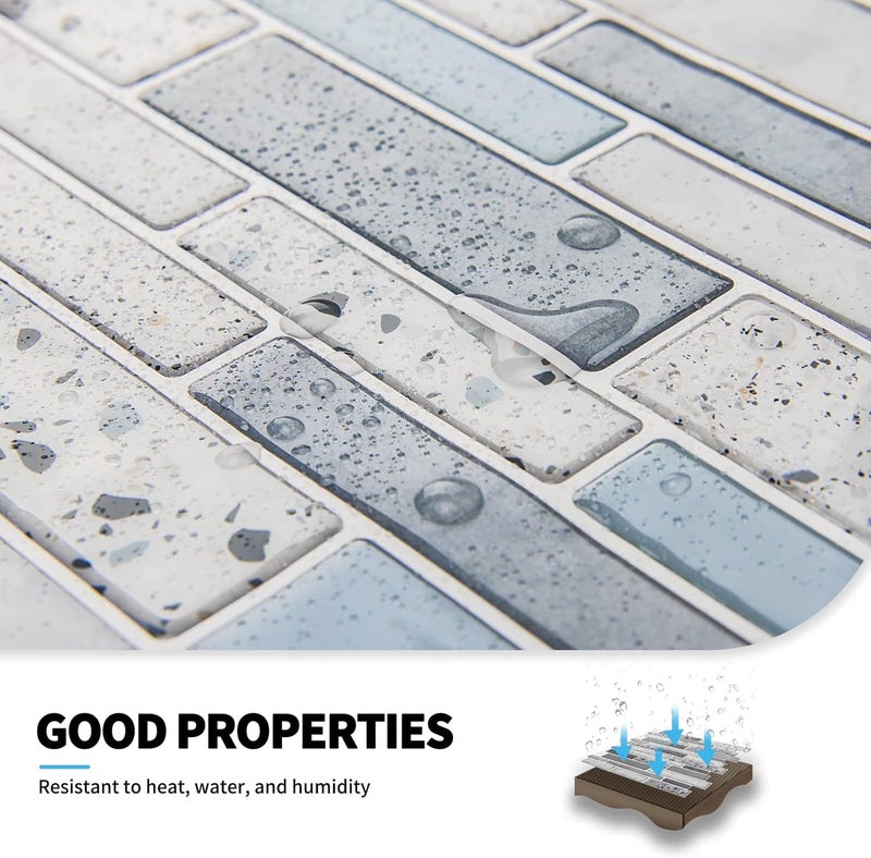 Art3d Peel and Stick Brick Kitchen Backsplash Self-Adhesive Wall Tile Stone Design, 10 Sheets (Blue) - Image 5