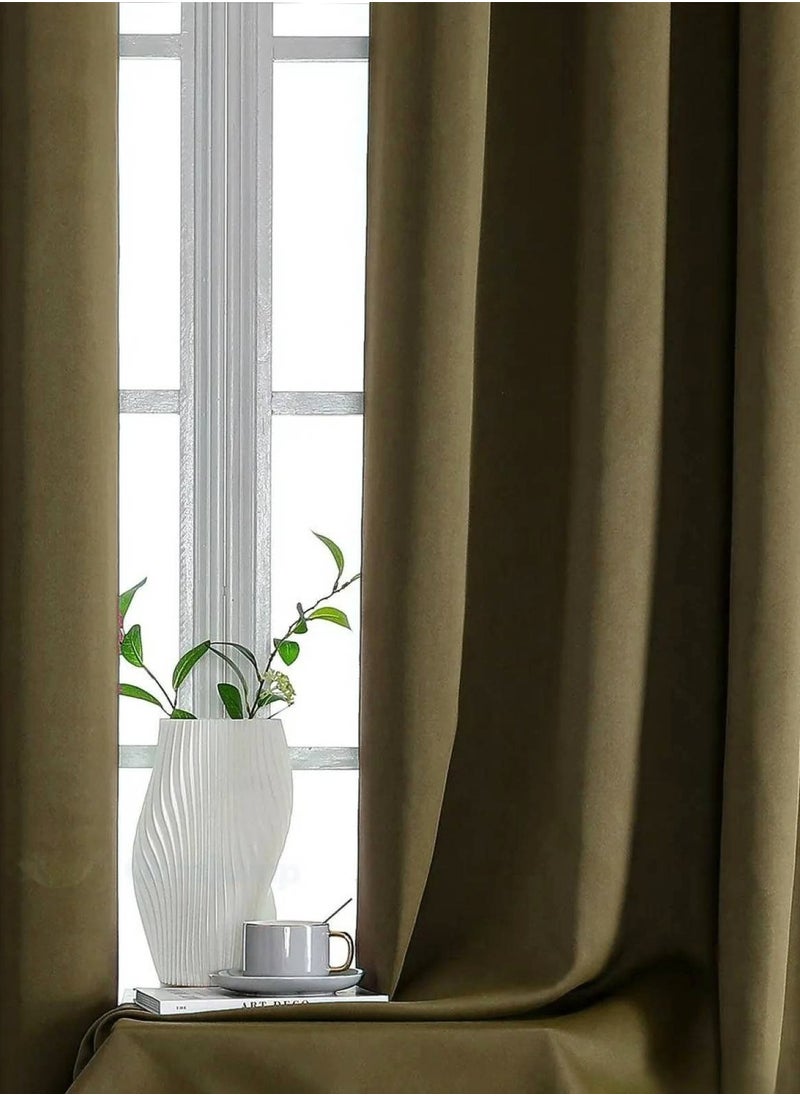 MAXQON 1-Piece Premium Quality Blackout Curtain Extra Large Size (140x270cm) for Bedroom | Living Room, Color Brown  - Image 1