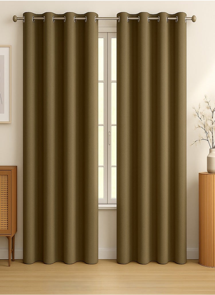 MAXQON 1-Piece Premium Quality Blackout Curtain Extra Large Size (140x270cm) for Bedroom | Living Room, Color Brown  - Image 3