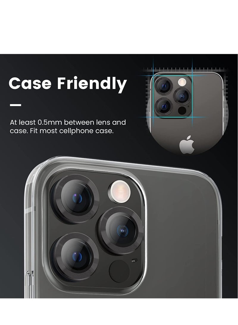 [3+3PCS] for iPhone 14 Pro - iPhone 14 Pro Max Camera Lens Protector, 9H Tempered Glass Camera Cover Screen Protector Metal Individual Ring for iPhone 14 Pro 6.1 inch /14 ProMax 6.7 inch 2022 - Image 4