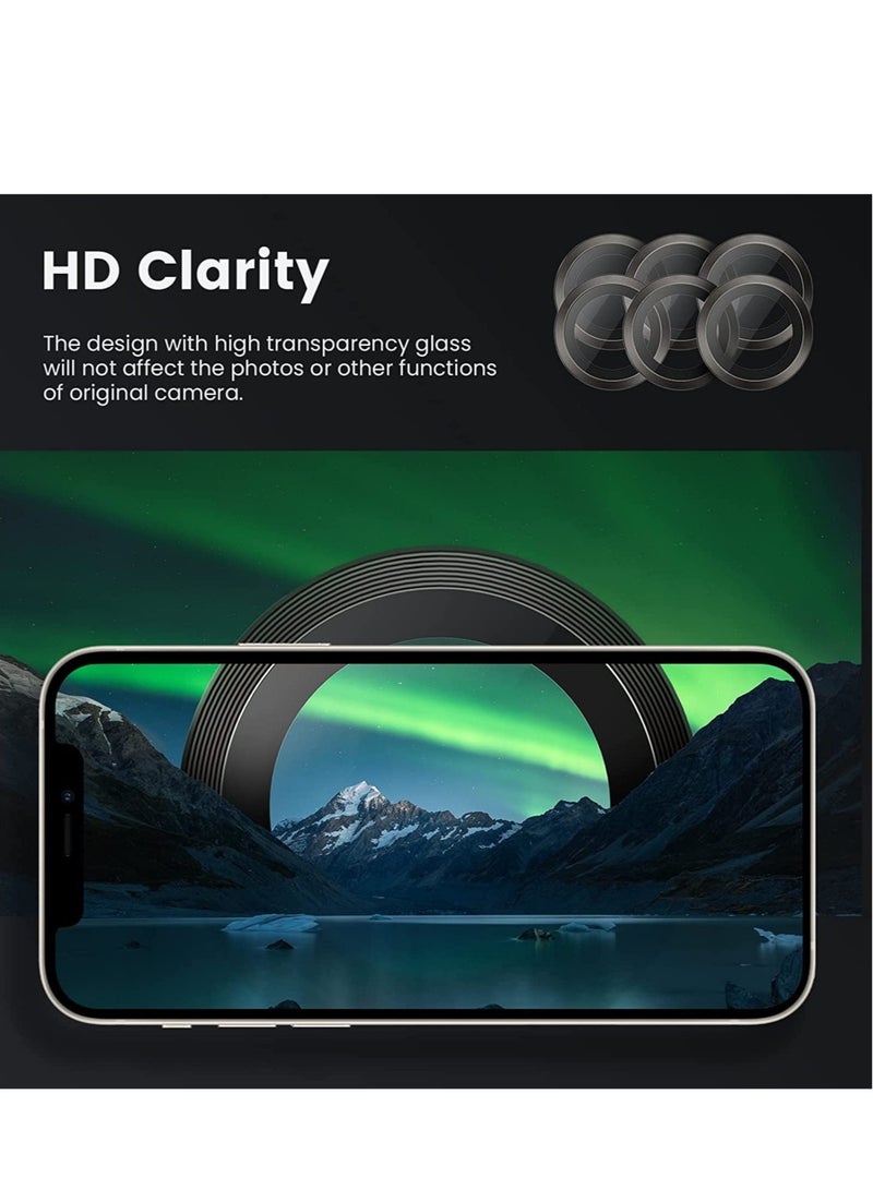 [3+3PCS] for iPhone 14 Pro - iPhone 14 Pro Max Camera Lens Protector, 9H Tempered Glass Camera Cover Screen Protector Metal Individual Ring for iPhone 14 Pro 6.1 inch /14 ProMax 6.7 inch 2022 - Image 2
