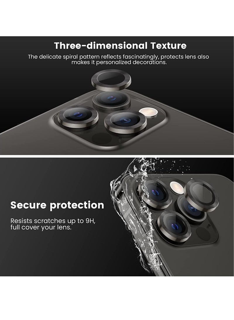 [3+3PCS] for iPhone 14 Pro - iPhone 14 Pro Max Camera Lens Protector, 9H Tempered Glass Camera Cover Screen Protector Metal Individual Ring for iPhone 14 Pro 6.1 inch /14 ProMax 6.7 inch 2022 - Image 3