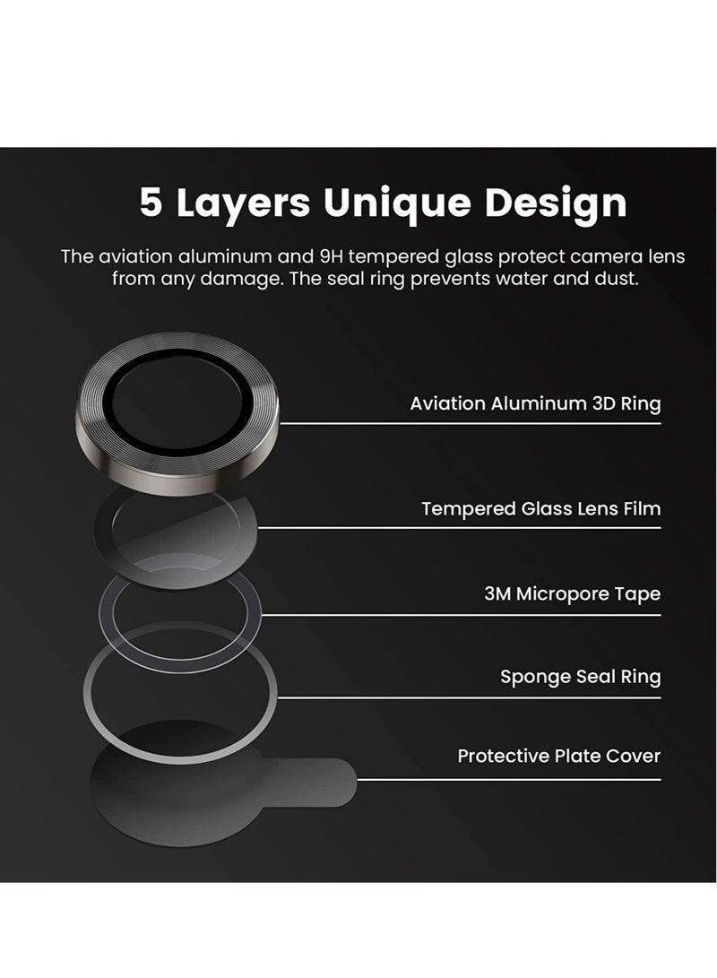 [3+3PCS] for iPhone 14 Pro - iPhone 14 Pro Max Camera Lens Protector, 9H Tempered Glass Camera Cover Screen Protector Metal Individual Ring for iPhone 14 Pro 6.1 inch /14 ProMax 6.7 inch 2022 - Image 5