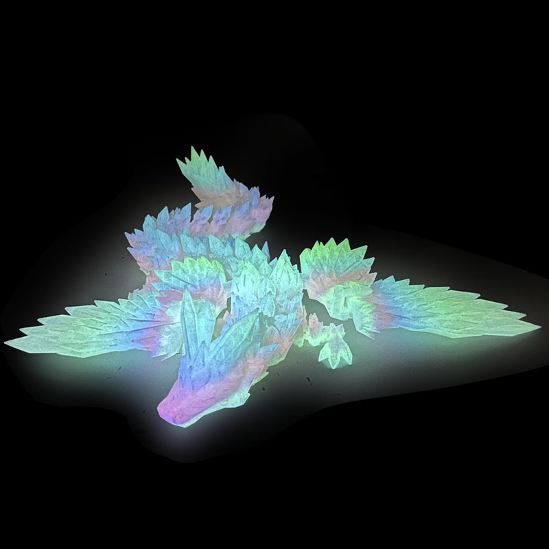 Flavery 3D Printed Dragon with Wings Glow Rainbow 18 inch Flying Dragon XL Articulated Winged Crystal Fidget Toy Home Decor Birthday Gift Desk Pet - Image 2