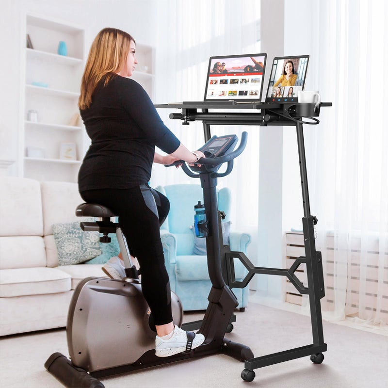 Enayplon Small Standing Desk with Wheels, Portable Treadmill Desk, Rolling Desk Adjustable Height for Laptop, Mobile Standing Table for Walking Pad, Bedside Table - Image 4