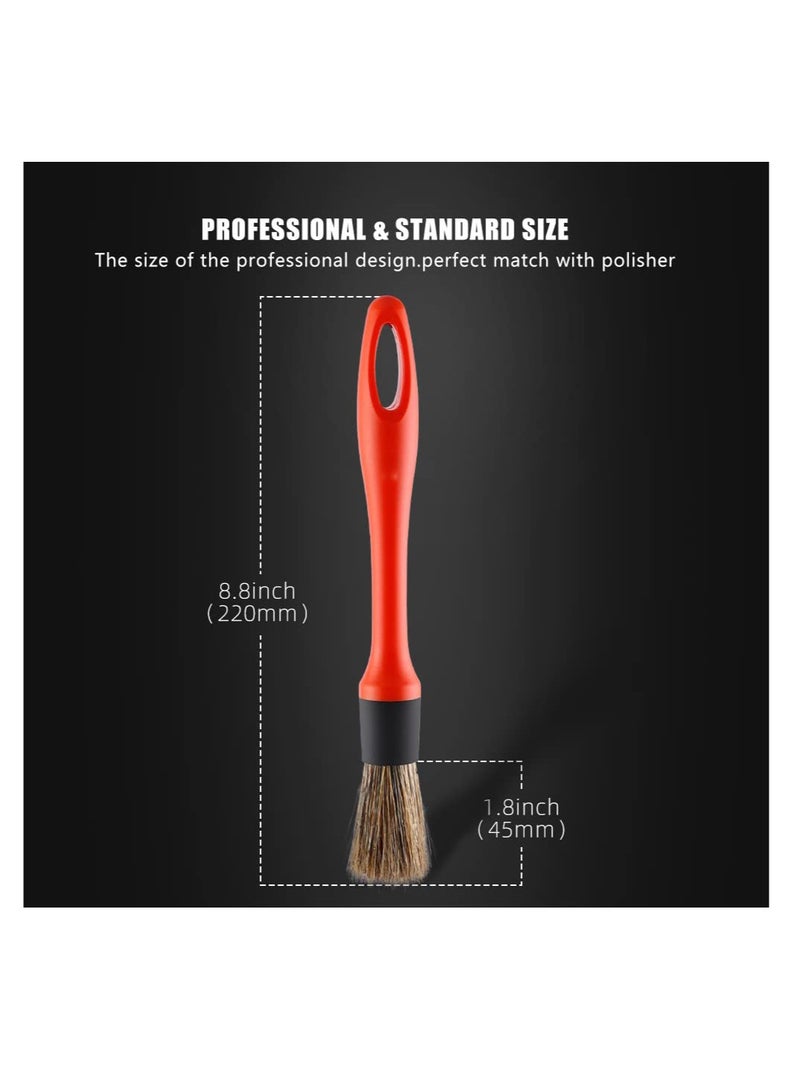 SYOSI Car Detailing Brush Set, 5 Pack Soft Boar Hair Auto Detail Brush Kit No Scratch for Automotive Elegant Surface Interior Exterior Dashboard Emblems Panels Engine Bay Wheels Air Vent Seat Leather - Image 3