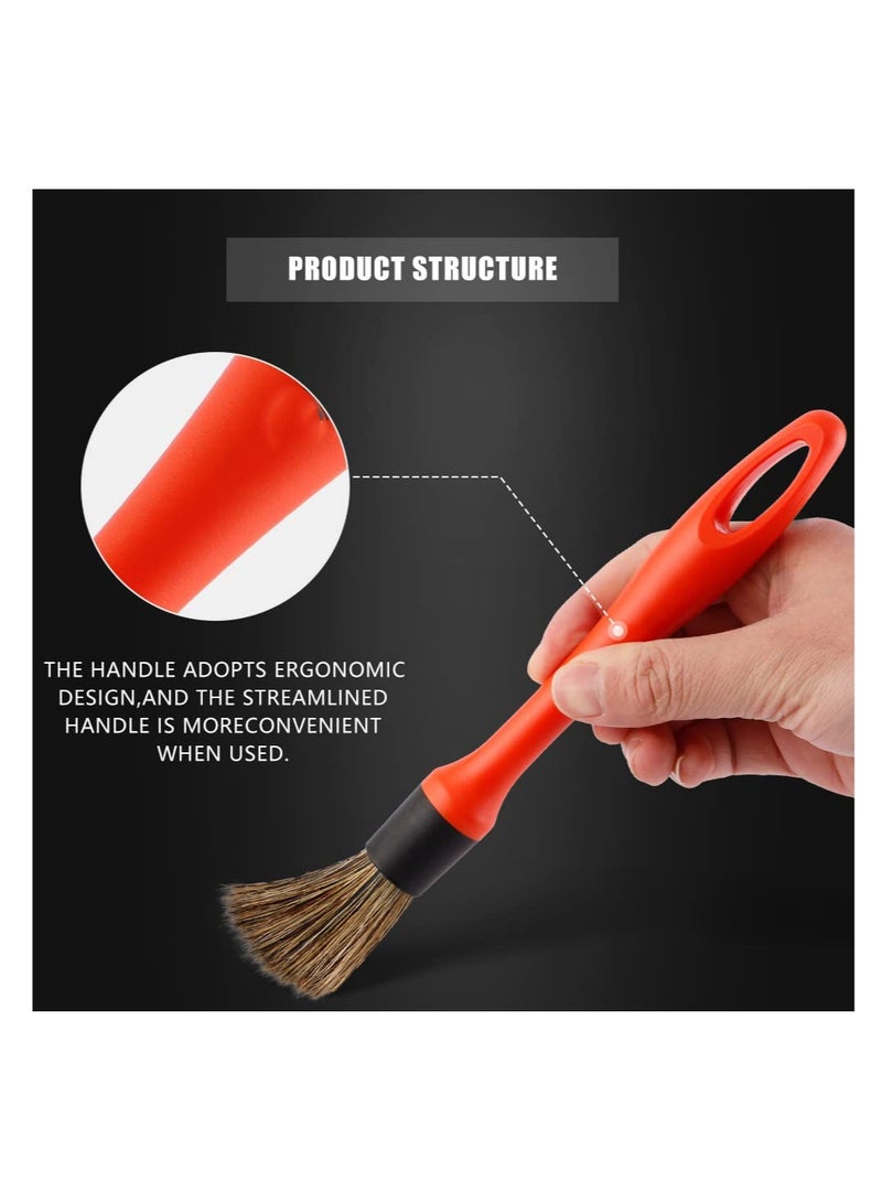SYOSI Car Detailing Brush Set, 5 Pack Soft Boar Hair Auto Detail Brush Kit No Scratch for Automotive Elegant Surface Interior Exterior Dashboard Emblems Panels Engine Bay Wheels Air Vent Seat Leather - Image 4