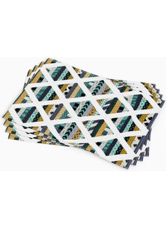 Cango Home Yellow Turquoise Patterned Digital Printed Placemat Set of 4 CGH109-AS 