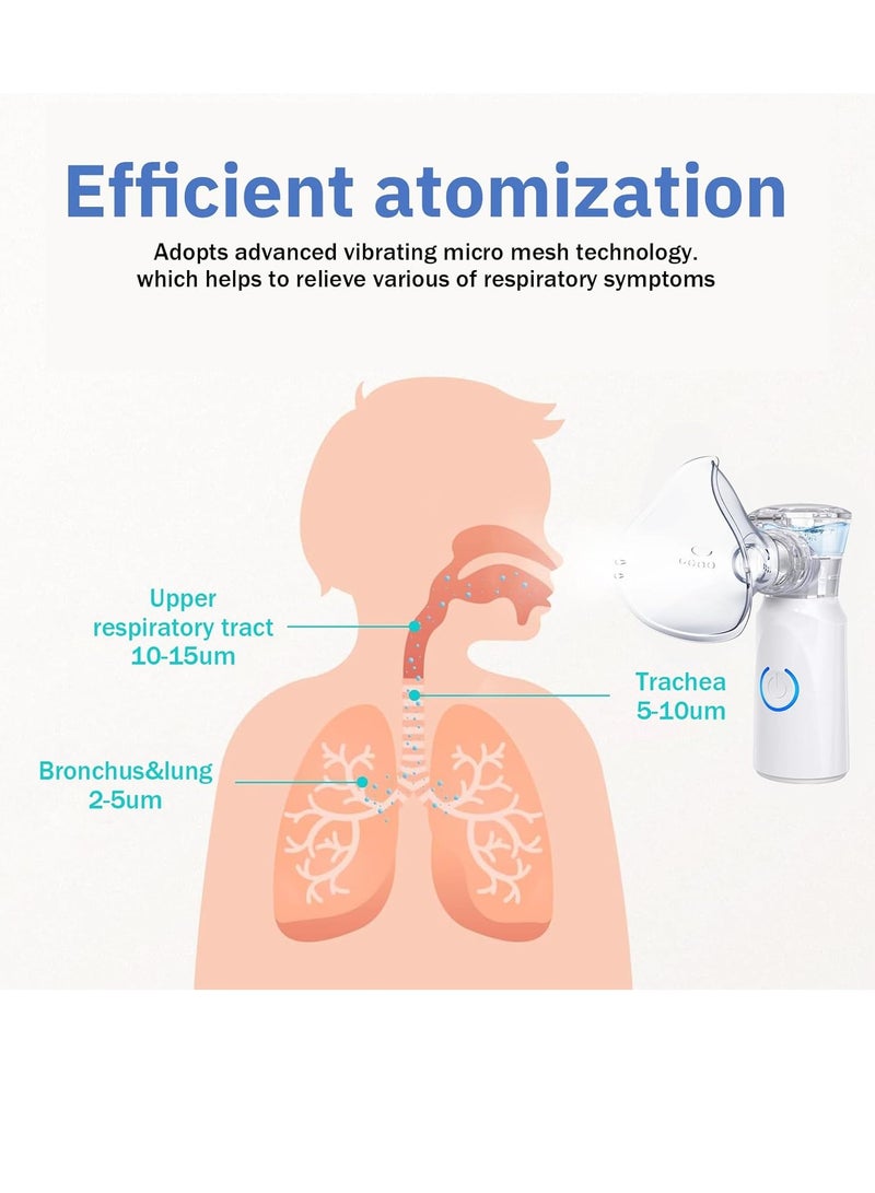البخاخات المحمولة للبالغين والأطفال، آلة البخاخات الشبكية المحمولة للبالغين والأطفال مع قناعين وقطعة فم، البخاخات ببطاريات AA للاستخدام المنزلي أثناء السفر، مستشعر هايلي - Image 2