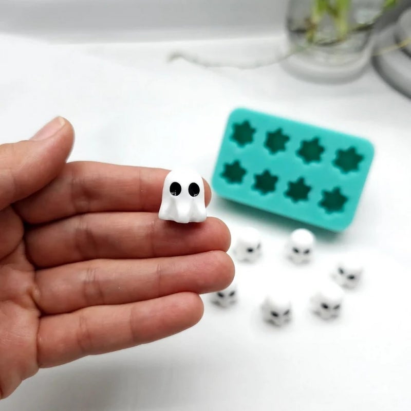NSSHEL 6-Cavity Halloween Little Ghost Chocolate Molds Silicone Candy Jelly Mold 3D Food Grade Chocolate Molds Cute Ghost Candy Mould for Halloween Theme Kitchen Party Baking Crafts Decor Supplies - Image 2