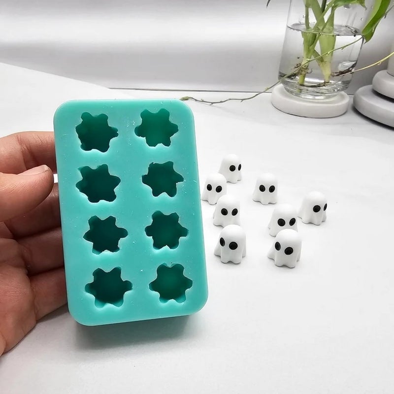 NSSHEL 6-Cavity Halloween Little Ghost Chocolate Molds Silicone Candy Jelly Mold 3D Food Grade Chocolate Molds Cute Ghost Candy Mould for Halloween Theme Kitchen Party Baking Crafts Decor Supplies - Image 3