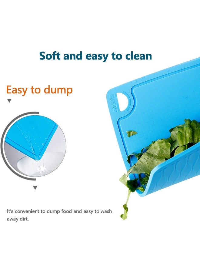liflicon Liflicon Thick Silicone Cutting Boards for Kitchen Silicone Chopping Boards/Mats Set of 2 Extra Large 14.6''x10.43'', Mini 9.1”x7.1” Non-slip Deep Drip Juice Groove, Dishwasher Safe-Blue  - Image 3