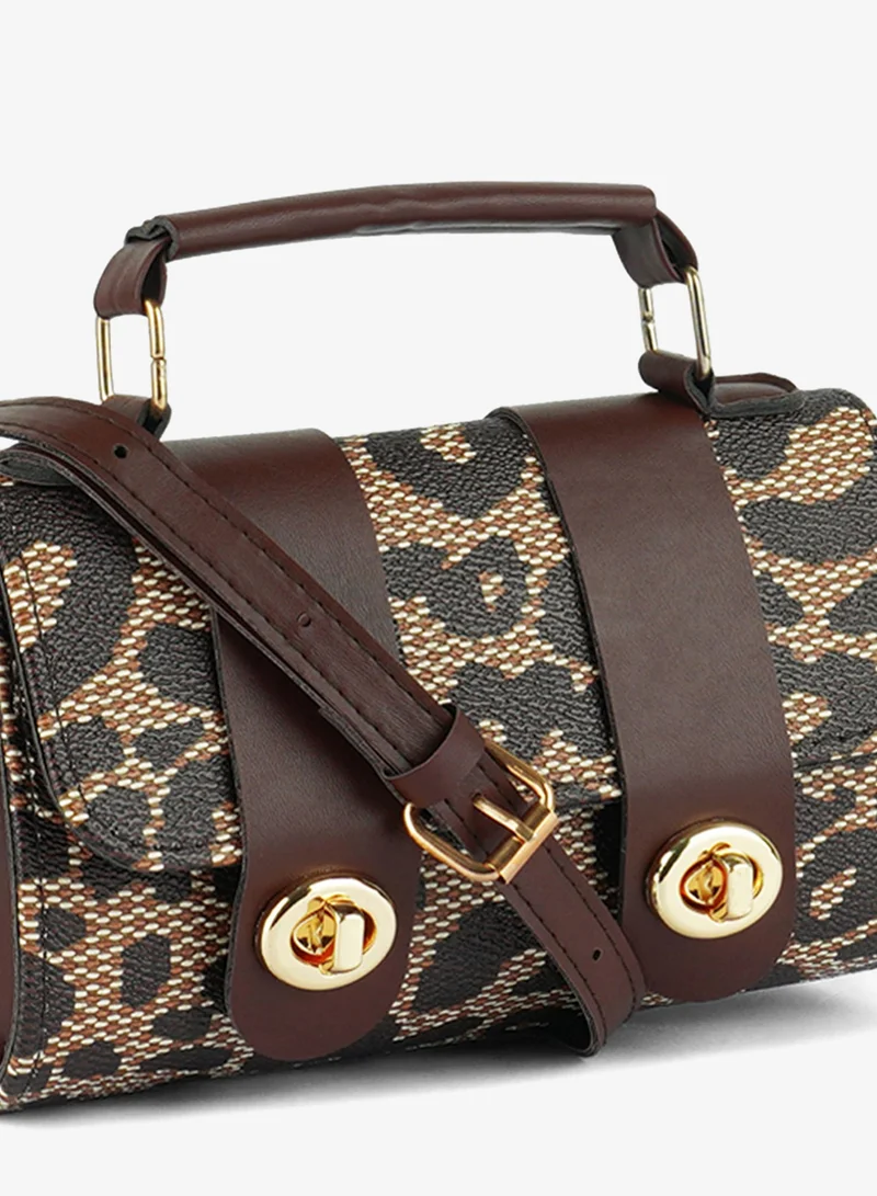 London Rag  Brown Printed Sling Bag for Women | Best Price UAE