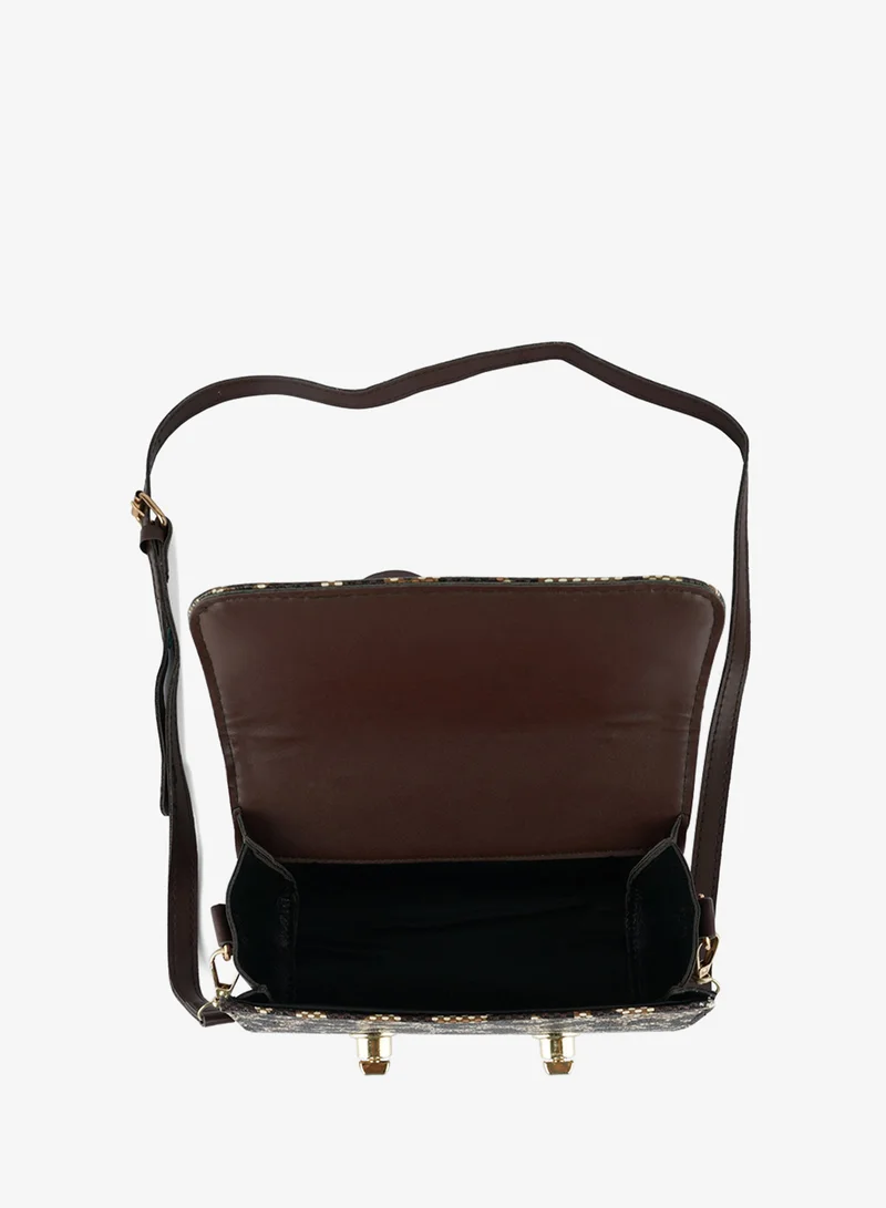 London Rag  Brown Printed Sling Bag for Women | Best Price UAE