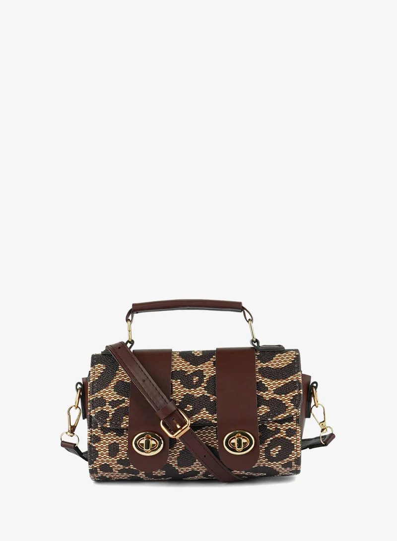 London Rag  Brown Printed Sling Bag for Women | Best Price UAE