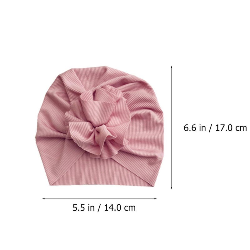 Cotton Knitted Beanie Set 4 Pack Ribbed Stretchy Turban Cap For Newborn Babies Random Color - Image 3