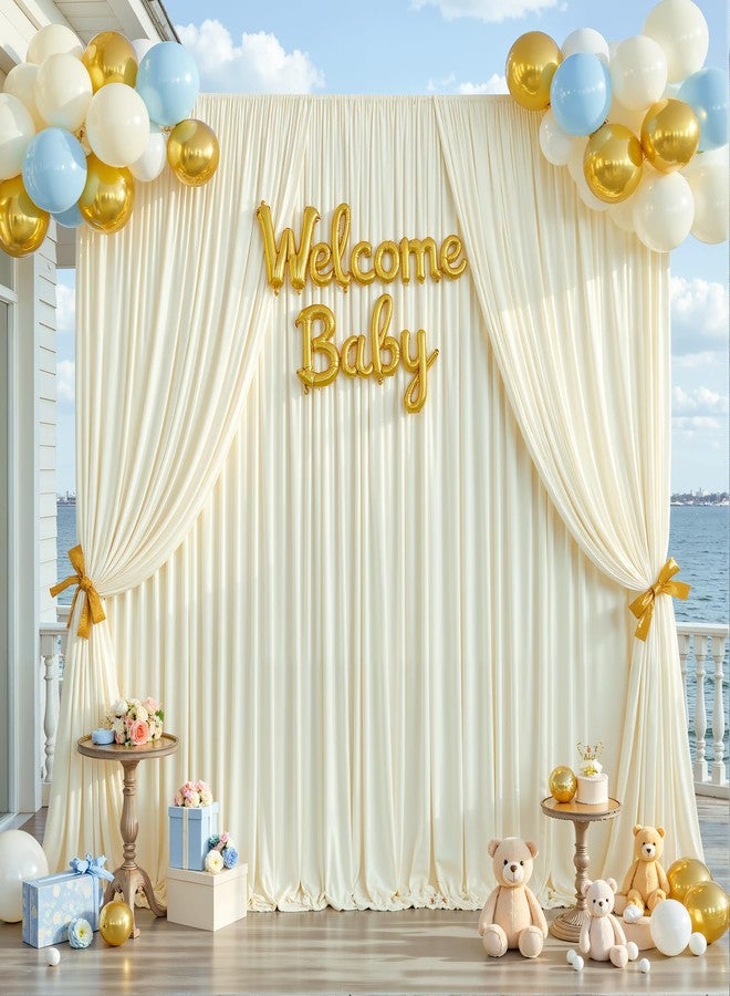 HB HBB MAGIC Beige Backdrop Curtains 20 ft X 12 ft Wrinkle Free Polyester Fabric Photo Backdrop, 4 Panels 12ft X 5ft Beige Drapes for Birthday Party, Wedding, Photography Background Decorations - Image 3