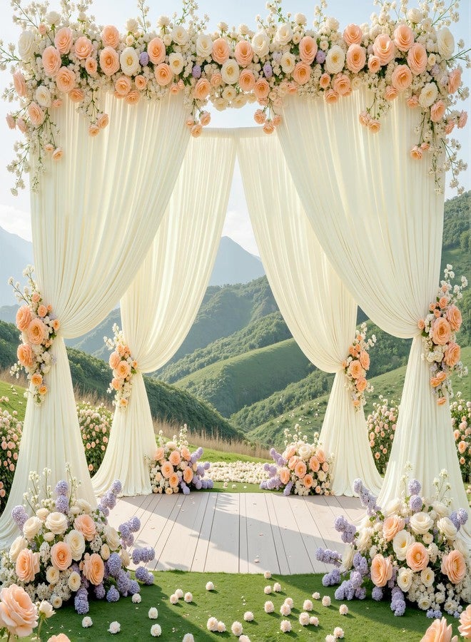 HB HBB MAGIC Beige Backdrop Curtains 20 ft X 12 ft Wrinkle Free Polyester Fabric Photo Backdrop, 4 Panels 12ft X 5ft Beige Drapes for Birthday Party, Wedding, Photography Background Decorations - Image 4