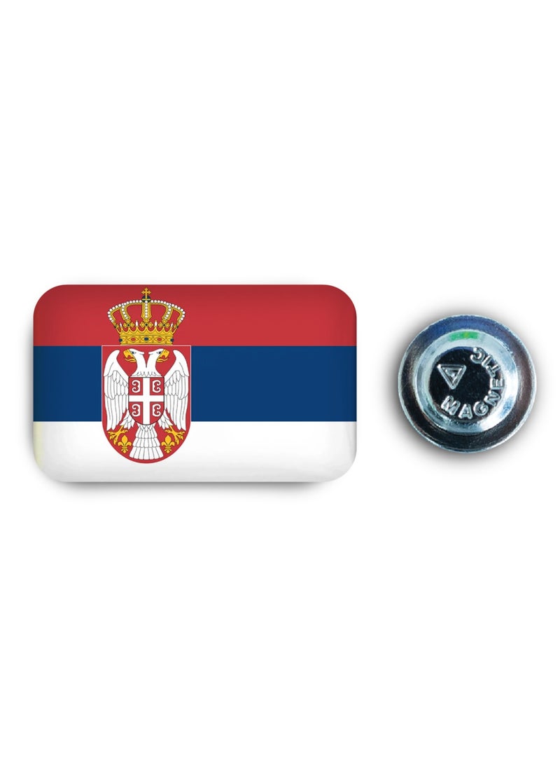 971MEDIA Serbia Flag - Metal Badge Epoxy Coated with Magnetic Pin that Doesn't Tear Clothes  - Image 1