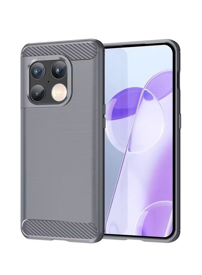 GKK OnePlus 10 Pro 5G Case Cover Soft TPU Carbon Fiber Texture Anti-Scratch Shockproof Phone Back Protector Accessory Ultra Slim Anti-Drop Rugged Bumper Inclusive Cover Grey - Image 1