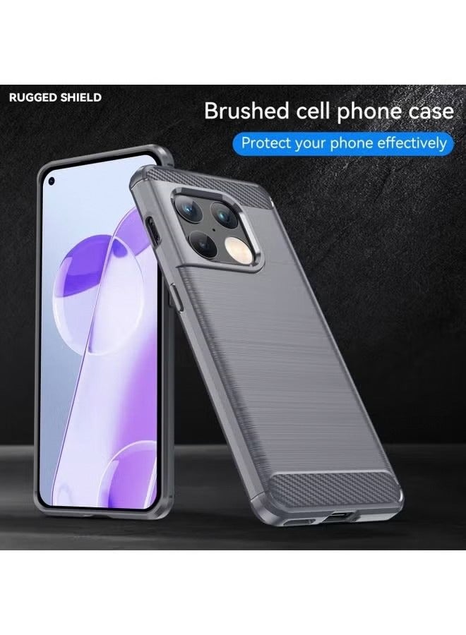GKK OnePlus 10 Pro 5G Case Cover Soft TPU Carbon Fiber Texture Anti-Scratch Shockproof Phone Back Protector Accessory Ultra Slim Anti-Drop Rugged Bumper Inclusive Cover Grey - Image 4