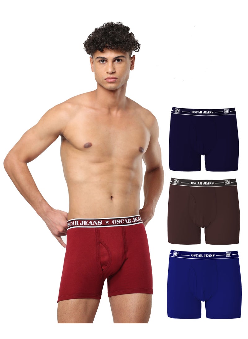 OSCAR JEANS 100% Cotton Premium Mens Boxer Underwear Organic Soft Breathable Antibacterial Pack of 3  - Image 1
