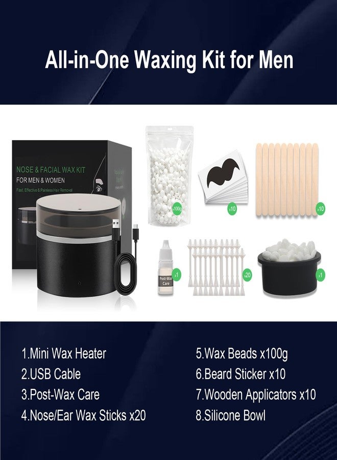 WaxFans Nose Wax Kit, Nose Hair Wax Kit for Men's Nose, Ear & Eyebrow, Mini Wax Pot with 100g Wax Beads & 20 Nose Wax Sticks, USB Powered Portable Facial Hard Wax Warmer for Ear Hair Removal - Image 5