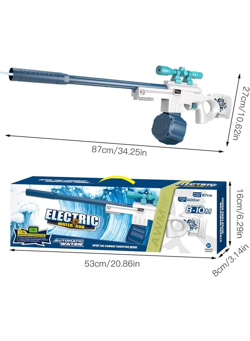 مسدس ماء كهربائي بشكل قنّاص – تصميم AWM بطول 87 سم مع منظار | سعة 600 مل، إطلاق تلقائي، للأطفال من عمر 3 سنوات فأكثر - Image 2