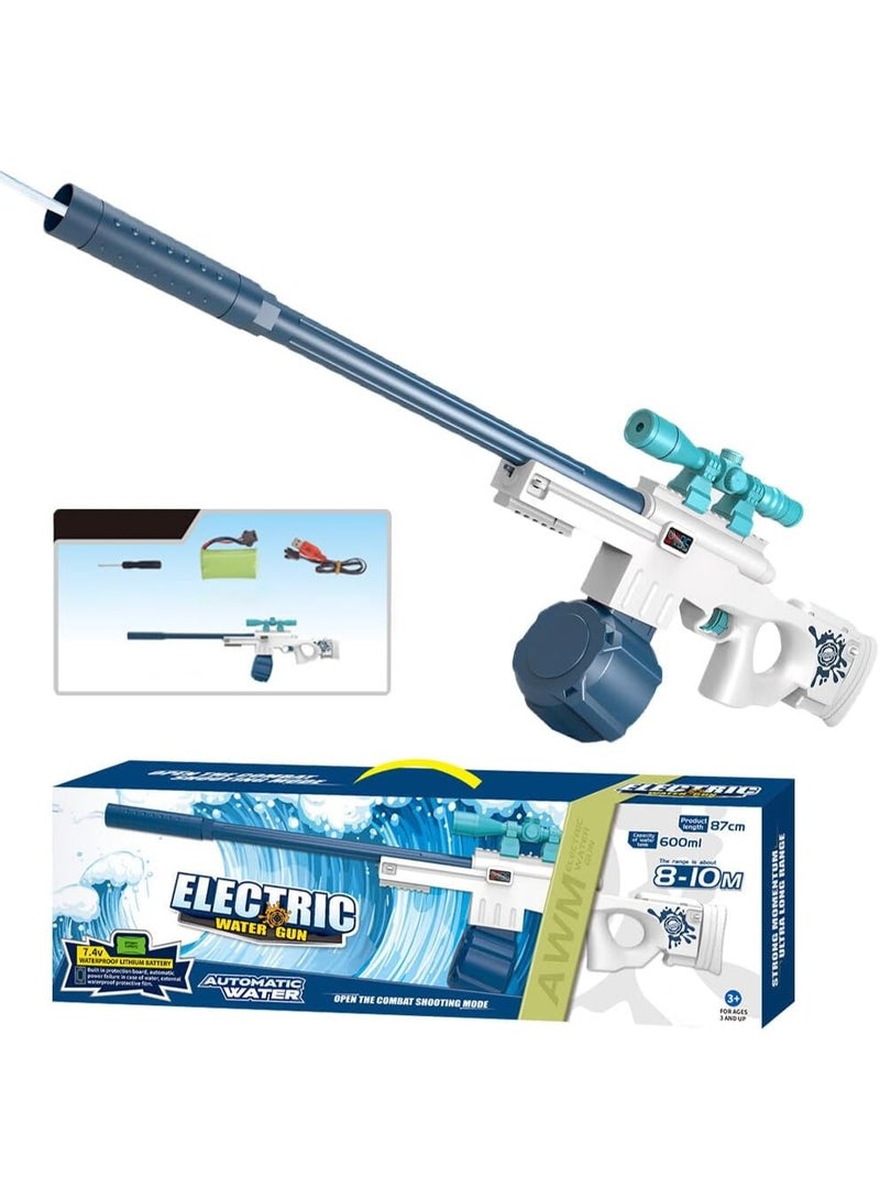 مسدس ماء كهربائي بشكل قنّاص – تصميم AWM بطول 87 سم مع منظار | سعة 600 مل، إطلاق تلقائي، للأطفال من عمر 3 سنوات فأكثر - Image 1