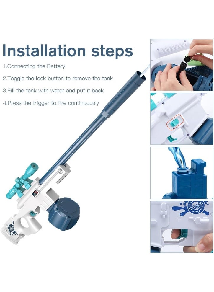 مسدس ماء كهربائي بشكل قنّاص – تصميم AWM بطول 87 سم مع منظار | سعة 600 مل، إطلاق تلقائي، للأطفال من عمر 3 سنوات فأكثر - Image 3