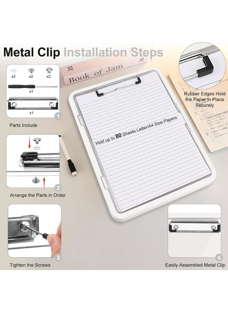 Luckam Clipboard with Storage, 13.4" × 10" Heavy Duty Plastic Clipboard with Dual Compartment Organizer, Side-Opening Nursing Clipboard Folder for Office, School, Teachers or Work Use (White) - Image 4