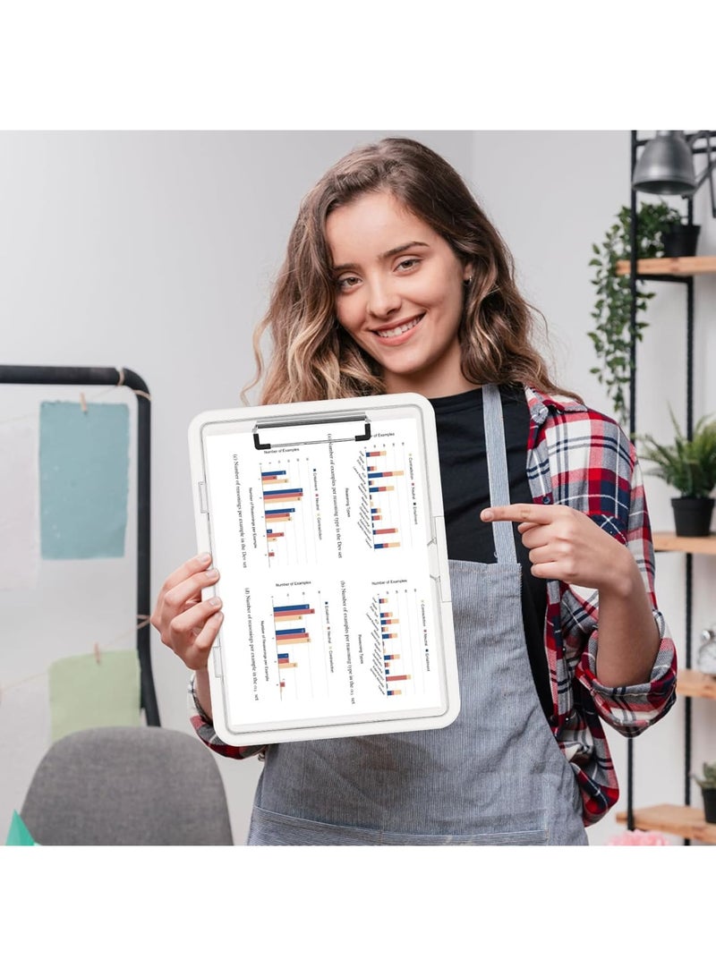 Luckam Clipboard with Storage, 13.4" × 10" Heavy Duty Plastic Clipboard with Dual Compartment Organizer, Side-Opening Nursing Clipboard Folder for Office, School, Teachers or Work Use (White) - Image 5
