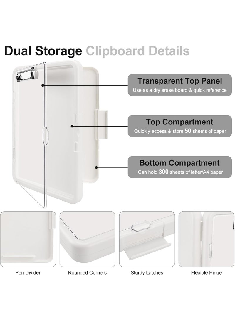 Luckam Clipboard with Storage, 13.4" × 10" Heavy Duty Plastic Clipboard with Dual Compartment Organizer, Side-Opening Nursing Clipboard Folder for Office, School, Teachers or Work Use (White) - Image 3