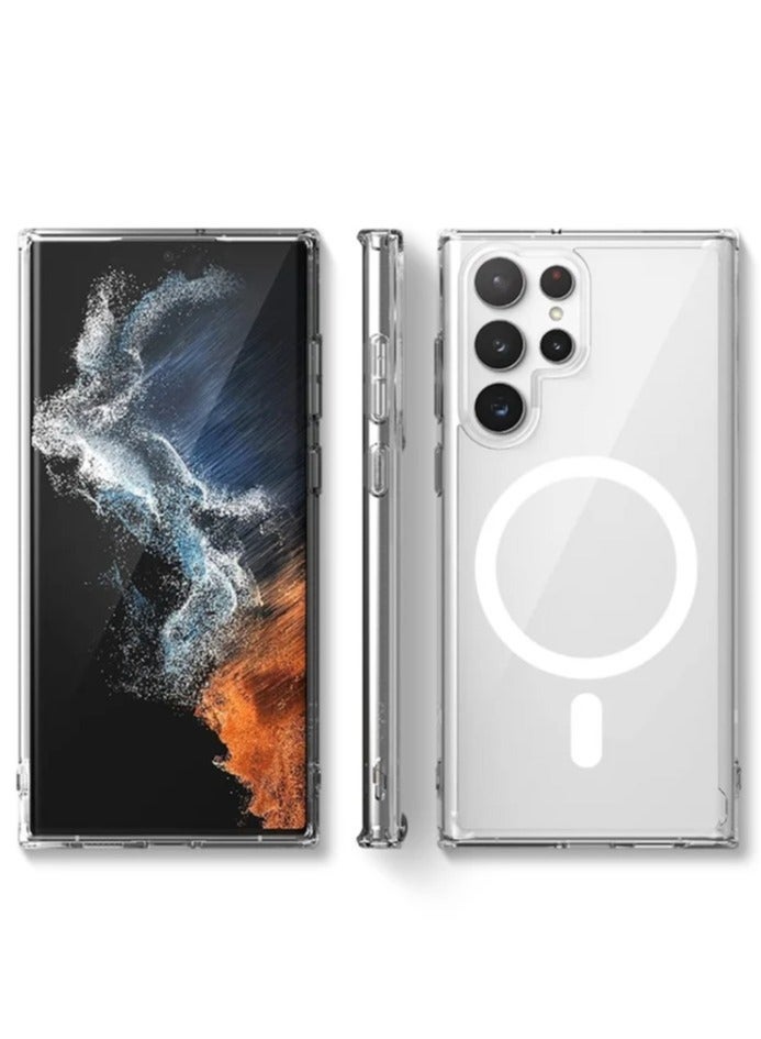 مجموعة حماية لـ جالكسي اس 22 الترا (Samsung Galaxy S22 Ultra) جراب حماية من السليكون عالي الجودة والوضوح ويدعم الشحن اللاسلكي MagSafe, واقي شاشة من النانو HD, حماية عدسات الكاميرا, مجموعة فاخرة (3in1) - Image 5