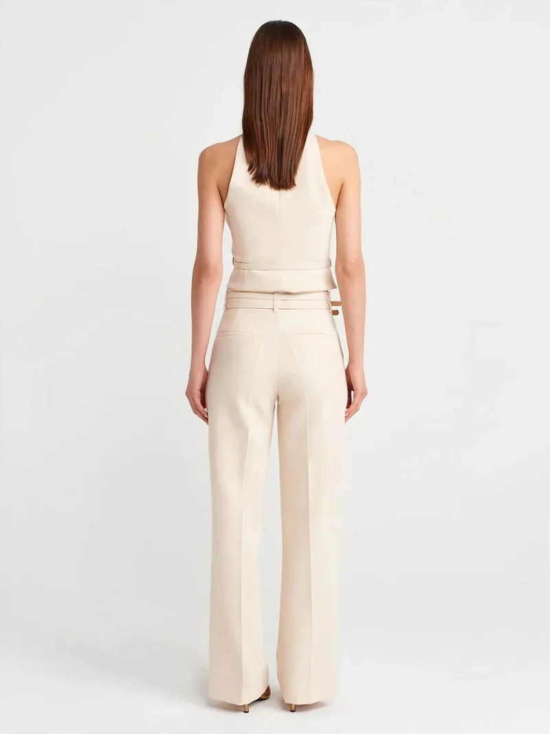 ديلفين Dilvin Belted Straight-leg Crepe Trousers