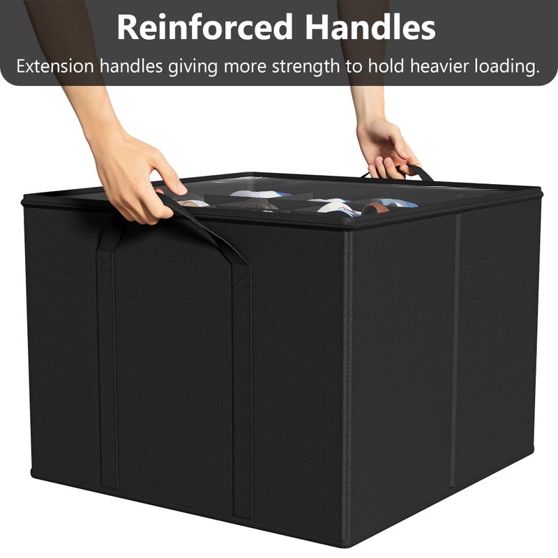 SUOCO 2 Pack Shoe Organizer for Closet, Fits up to 32 Pairs, Small Space Shoe Storage Boxes Bins Containers w/Adjustable Dividers and Clear Top, Black - Image 5