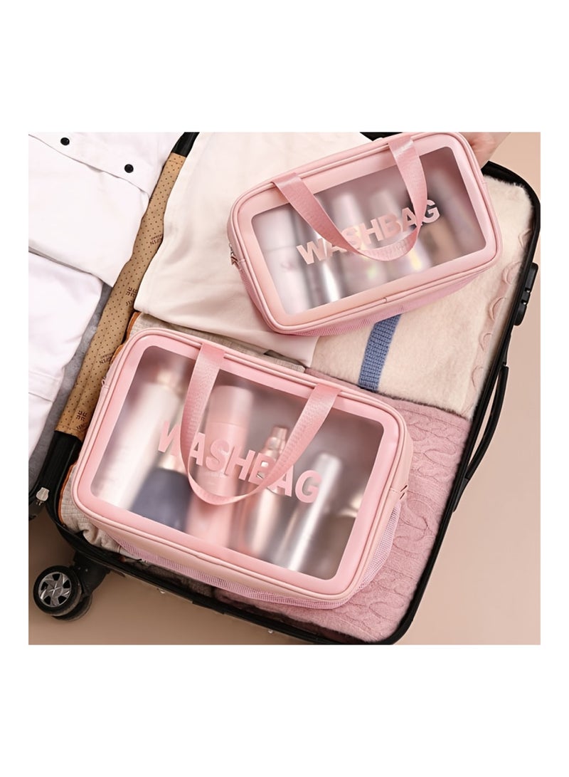 Large Capacity Waterproof Makeup Bag with Double-Layer Finishing Storage And Zipper Handle For Travel And Skin Care Products - Image 4
